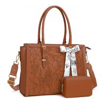 Sacola para laptop MOSISO para mulheres de 17 a 17,3 polegadas de couro PU marrom