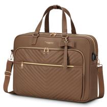 Sacola para laptop Taygeer para mulheres impermeável marrom de 17 polegadas