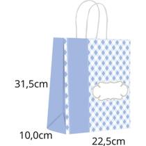 Sacola para Presente Decorada BABY Azul M 22,5X31,5X10CM PCT.C/10