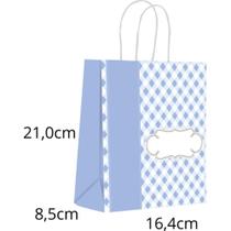 Sacola para Presente Decorada BABY Azul P 16,4X21X8,5CM PCT.C/10