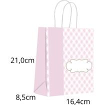 Sacola para Presente Decorada BABY Rosa P 16,4X21X8,5CM PCT.C/10