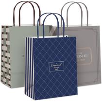 Sacola para Presente Decorada Casual Masculina G 32X26,5X13CM Pacote com 10