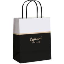 Sacola para Presente Decorada Maison 26X19X9CM PT/BR (S) PCT.C/10