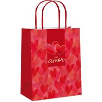 Sacola para Presente Decorada Sonho de AMOR M 26X19,5X9,5CM Pacote com 10 Unidades