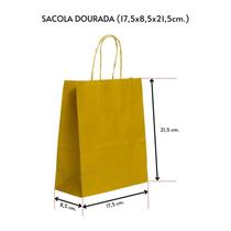 Sacola para presente kraft dourada 17,5x8,0x21,5 c/ 30 un.