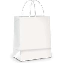 Sacola para Presente Lisa Branca M 26X19,5X9,5CM - Pacote com 10