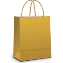 Sacola para Presente Lisa Ouro Fosco 26X19,5X9,5CM Pacote com 10