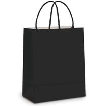 Sacola para Presente Lisa Preta 21,5X15X8CM - Pacote com 10 Unidades