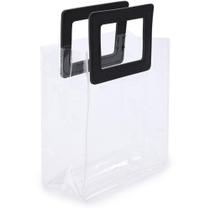 Sacola para Presente Lisa PVC TRANSPARENTE/PRETA 19,4X17X9CM Pacote com 10 Sacola para Presente Lisa PVC TRANSPARENTE/PRETA 19,4X17X9CM Pacote com 10