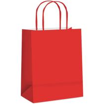 Sacola para Presente Lisa Vermelha 32X26,5X13CM Pacote com 10 Unidades