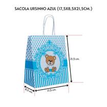 Sacola para presente ursinho azul 17,5x8,0x21,5 c/ 30 un.