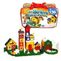 Sacola Peças Bloco Montar Kit Blokos Multi Formas 136 Peças Sacola Peças Bloco Montar Kit Blokos Multi Formas 136 Peças