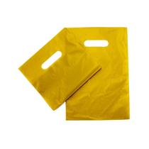 Sacola Plástica Boca Palhaço 20x30 Alça Vazada 100un Dourada