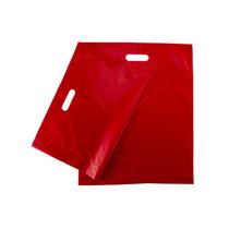 Sacola Plástica Boca Palhaço 30x40 Alça Vazada 100u Vermelha