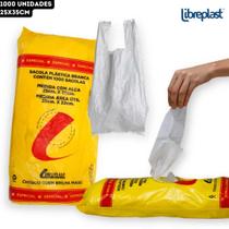 Sacola Plástica Branca Fina Biodegradável Libreplast - 25x35cm - pct 1000 Unidades