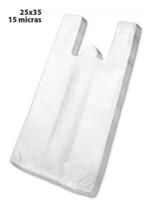 Sacola Plástica Branca Lisa 2000un 25x35 Fina Kit 2