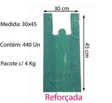 Sacola Plástica Reciclada Grossa Reforçada Verde 30x45 Com 4kg