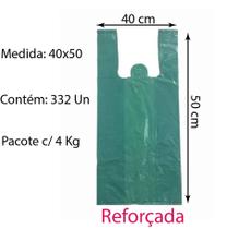 Sacola Plástica Reciclada Grossa Reforçada Verde 40x50 Com 4kg