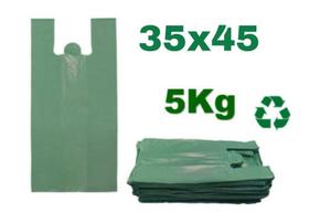 Sacola Plástica Reciclada Reforçada Verde 35x45 Com 5Kg