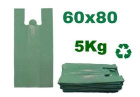Sacola Plástica Reciclada Reforçada Verde 60x80 Com 5Kg