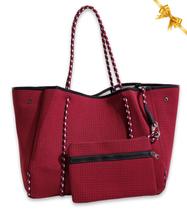 Sacola POUPS grande de neoprene para mulheres cor bordô