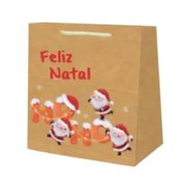Sacola Presente Kraft Natal HO HO HO papai noel
