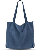Sacola Prite Corduroy para mulheres azul
