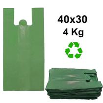 Sacola reciclável verde 40x30 6 micras 4kg aprox 750 unidades