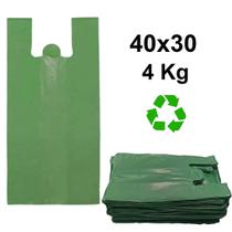 Sacola reciclável verde 40x30 6 micras 4kg aprox 750 unidades - Bolha