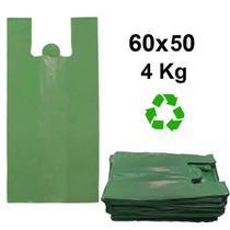 Sacola reciclável verde 60x50 7 micras 4kg aprox 200 unidades - Bolha