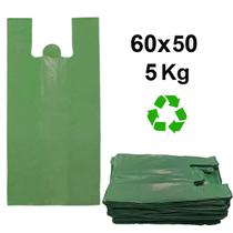 Sacola reciclável verde 60x50 7 micras 5kg aprox 250 unidades