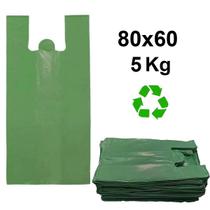 Sacola reciclável verde 80x60 7 micras 5kg aprox 150 unidades - Bolha