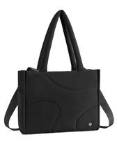 Sacola Telena Puffer acolchoada Carryall Shoulder Nylon preta