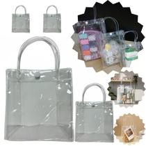 Sacola transparente grande em plástico com 10 peças - cristal transparente