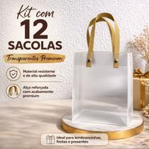 Sacola Transparente Mini(PP) 13,5x15x7cm Pacote com 12 Unidades para Presente