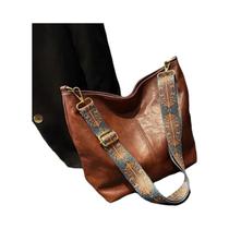 Sacola Transversal Feminina Vintage em Couro PU - Modelo Simples com Alça Larga