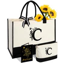 Sacola Vanqruo Canvas Initial personalizada 43x32x19cm