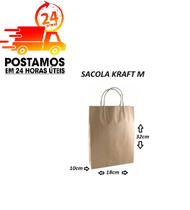 Sacolas de Papel kraft Biodegradáveis com 50 UNIDADES M 32X18X10