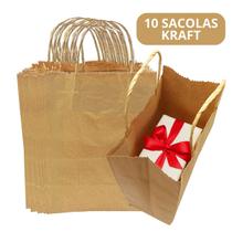 Sacolas De Papel Kraft Com 10 Unidades Alça Torcida Tamanho PP Sacolas De Papel Kraft Com 10 Unidades Alça Torcida Tamanho PP