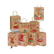 Sacolas De Papel Kraft Para Presentes De Natal Com Alças, 12 Peças, Decoração Para Festa De Natal