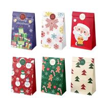 Sacolas De Papel Kraft Retro Para Natal 12 24pcs, Sacolas De Presente Para Festa De Natal,
