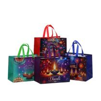 Sacolas de presente de festa impressas em 3D, não tecidas, 33x25x17cm, pacote com 12