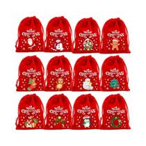 Sacolas De Presente De Natal 12/24 Peças, Bolsas Com Cordão Para Lembrancinhas De Festa De Natal