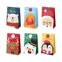 Sacolas De Presente De Natal 12/24pcs 6 Estilos Sacolas De Papel Para Doces Para Festas De