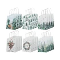 Sacolas De Presente De Natal 6/12/24pcs Em Papel Kraft Com Alça, Decoração Para Festa De Ano Novo Sacolas De Presente De Natal 6/12/24pcs Em Papel Kraft Com Alça, Decoração Para Festa De Ano Novo