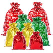 Sacolas de presente de Natal com cordão de Natal G2PLUS, tamanhos variados