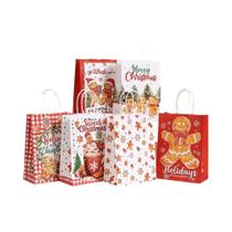 Sacolas De Presente De Natal Com Tema De Homem De Gengibre, 6 Ou 12 Unidades, Sacolas De Doces Com Sacolas De Presente De Natal Com Tema De Homem De Gengibre, 6 Ou 12 Unidades, Sacolas De Doces Com