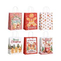 Sacolas De Presente De Papel Kraft De Natal 6/12/24 Unidades Para Armazenamento De Doces, Lanches, Sacolas De Presente De Papel Kraft De Natal 6/12/24 Unidades Para Armazenamento De Doces, Lanches,