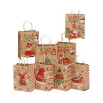 Sacolas De Presente De Papel Kraft De Natal 8-48 Peças Com Estampa De Desenho Animado De Rena,