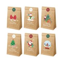 Sacolas De Presente De Papel Kraft Para O Natal, 12/24 Peças, Adesivos De Números Para Calendário Do